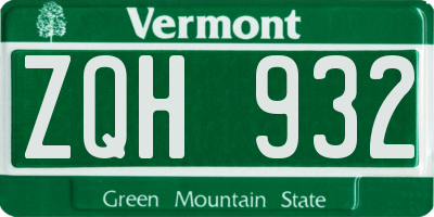 VT license plate ZQH932