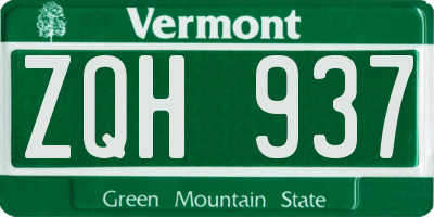 VT license plate ZQH937