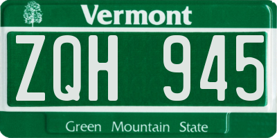 VT license plate ZQH945