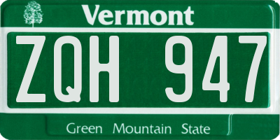 VT license plate ZQH947