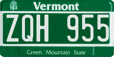 VT license plate ZQH955