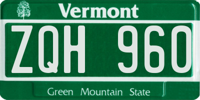 VT license plate ZQH960