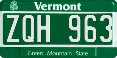 VT license plate ZQH963