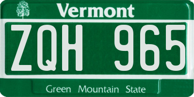 VT license plate ZQH965