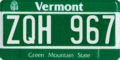 VT license plate ZQH967