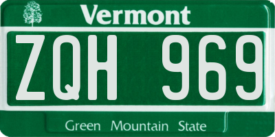 VT license plate ZQH969