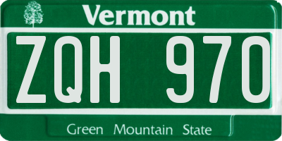 VT license plate ZQH970