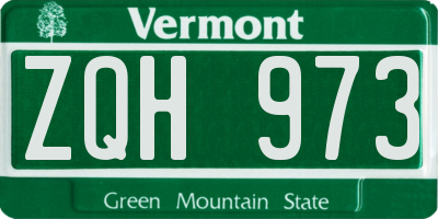 VT license plate ZQH973