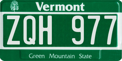 VT license plate ZQH977