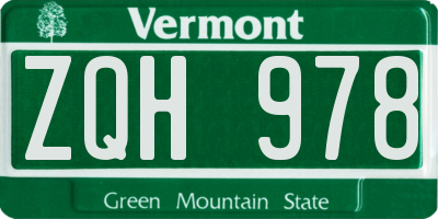 VT license plate ZQH978