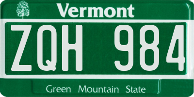 VT license plate ZQH984