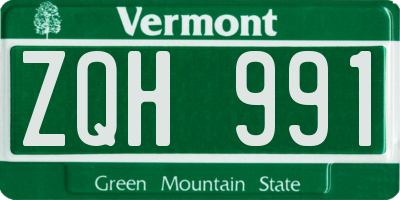 VT license plate ZQH991