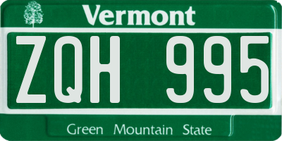 VT license plate ZQH995