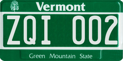 VT license plate ZQI002