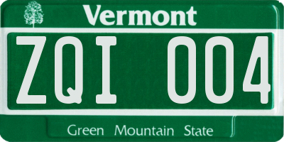 VT license plate ZQI004
