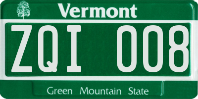 VT license plate ZQI008