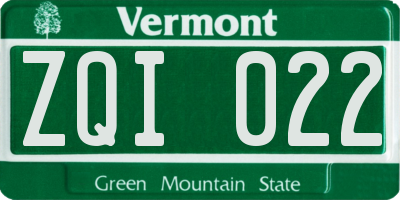 VT license plate ZQI022
