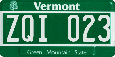 VT license plate ZQI023