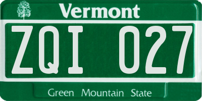 VT license plate ZQI027