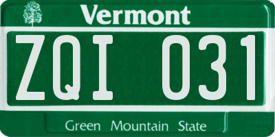 VT license plate ZQI031