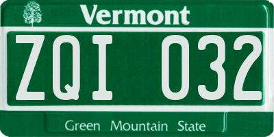 VT license plate ZQI032