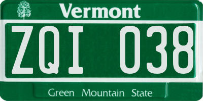 VT license plate ZQI038