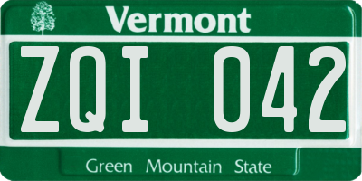 VT license plate ZQI042