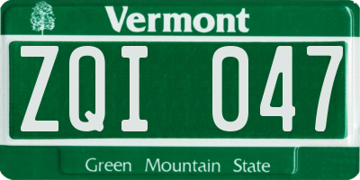 VT license plate ZQI047