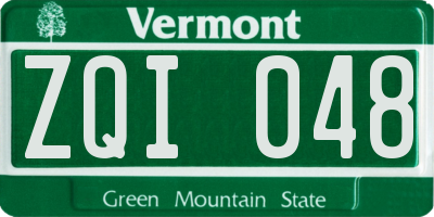 VT license plate ZQI048