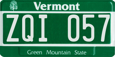 VT license plate ZQI057