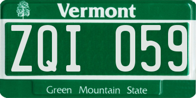 VT license plate ZQI059