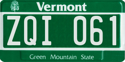 VT license plate ZQI061