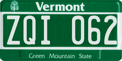 VT license plate ZQI062