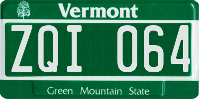 VT license plate ZQI064