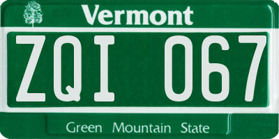 VT license plate ZQI067