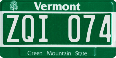VT license plate ZQI074