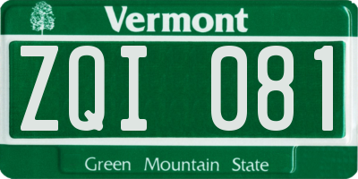 VT license plate ZQI081
