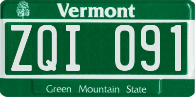 VT license plate ZQI091