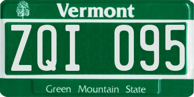 VT license plate ZQI095