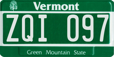 VT license plate ZQI097