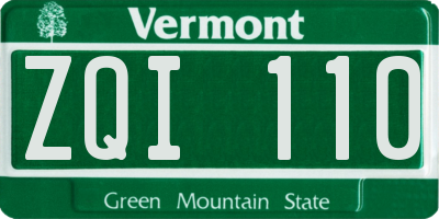 VT license plate ZQI110