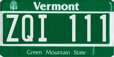 VT license plate ZQI111