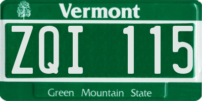 VT license plate ZQI115