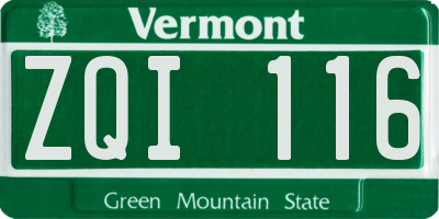 VT license plate ZQI116