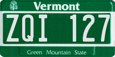 VT license plate ZQI127