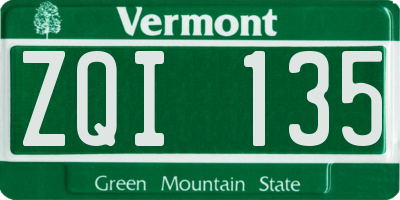 VT license plate ZQI135