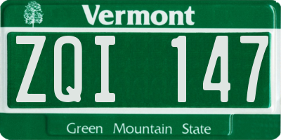 VT license plate ZQI147
