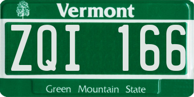 VT license plate ZQI166