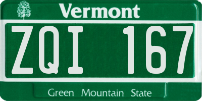 VT license plate ZQI167