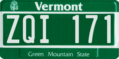 VT license plate ZQI171